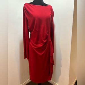 Long sleeve red knit dress